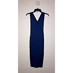 Donna Karan Active Midi-length Dress Womens Round-Neck Stretch Size XS Navy